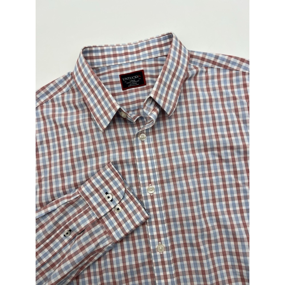 UNTUCKit Mixon Shirt Men's L Slim Fit Wrinkle Free Check Button‎ Up Long Sleeve